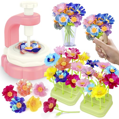 185pcs DIY Fabric Flower Bouquet Craft Kits for Kids Ages 3-12, STEM Educational Arts and Crafts Handmade Flower Making Kit Toy for Toddler Girls 3 4 5 6 7 8 9 10 11 12 Years Birthdays Christmas Gift