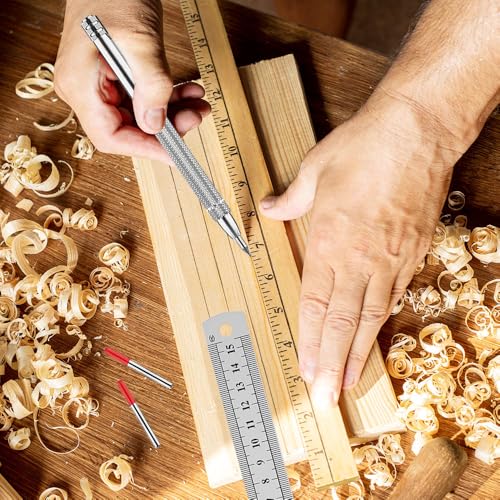 Pilikoll 4 Stück Wolframcarbid Stift mit 16 Ersatz Red Hat Markierspitzen,Stahllineal Anreißnadel Hartmetall mit Magnet Anreißnadel Hartmetall Reißnadel Diamant für Glas, Jade, Kacheln, Spiegel