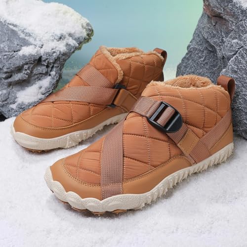 Image of Hike Winter Footwear Barefoot Boots Mens Womens, Waterproof Winter Snow Boots, Warm Ankle Booties, Wide Toe Barefoot Hiking Boots, Non-Slip Zero Drop Sole Hike Shoes for Hiking Walking Outdoor