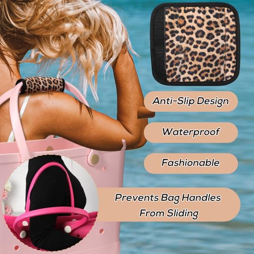 Image of Handle Wrap and Crossbody Strap Replacement for Bogg Bag, Neoprene Handle Wrap and 29.53-51.18in Adjustable Crossbody Purse Wide Shoulder Guitar Strap for Beach Bag Accessory(Leopard Pattern Style)