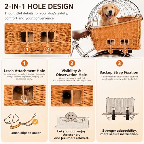 Sunnymove Wicker Dog Bike Basket