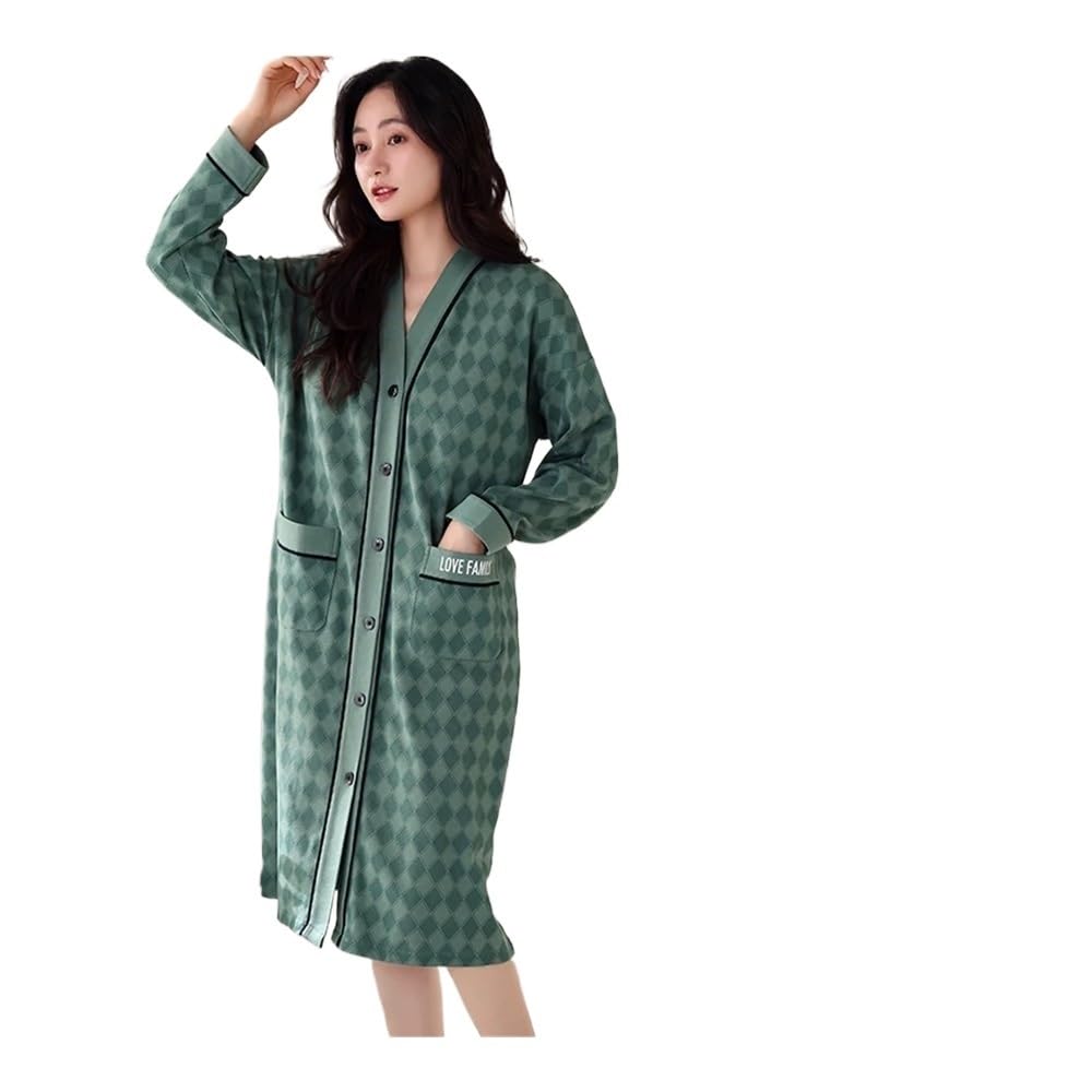 Camisón de mujer de talla grande M-5XL para primavera y otoño con almohadilla en el pecho, ropa de dormir de algodón de punto floral