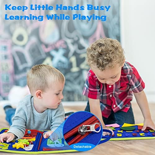 Toddler Busy Board, Montessori Sensory Board Toys, Preschool Toddler Activities Educational Travel Toy Learning Fine Motor Basic Dress Skills, Toys Gifts for 1 2 3 4 Year Old Boys Girls 4 51yQRFu8yQL. AC