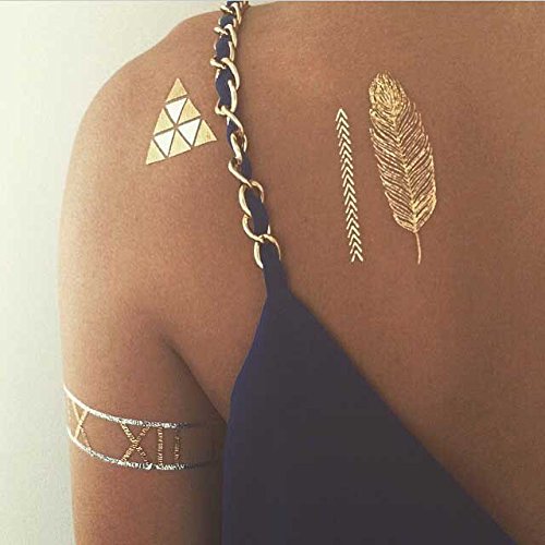 TribeTats Belize Variety Set Luxury Metallic Tattoos (4 Pack), One Size, Gold/Silver/Rose Gold/Black