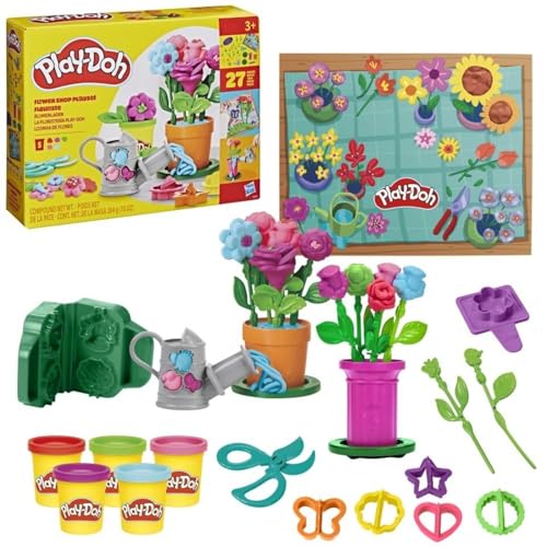 Play-Doh Fleuriste, Coffret de pâte à Modeler avec 27 Accessoires de Jardinage factices, Loisirs créatifs pour Enfants, dès 3 Ans