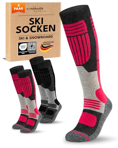sockenkauf24 Damen Merino Skisocken 39-42 (2 Paar) Thermo Winter...