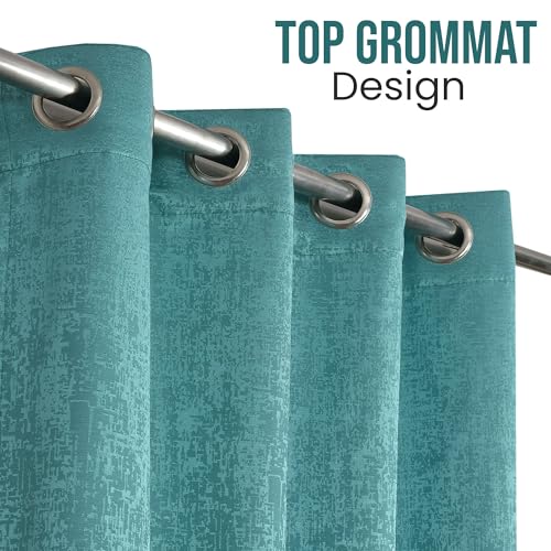 Image of FRESH FROM LOOM Supreme Texture Polyester Padre| Curtains for Home 7 Feet | Semi Black Out 80% Room Darkening Screens (Aqua | 2pc Double Weaved Parda | Eyelet Ring | Window & Door Curtain)