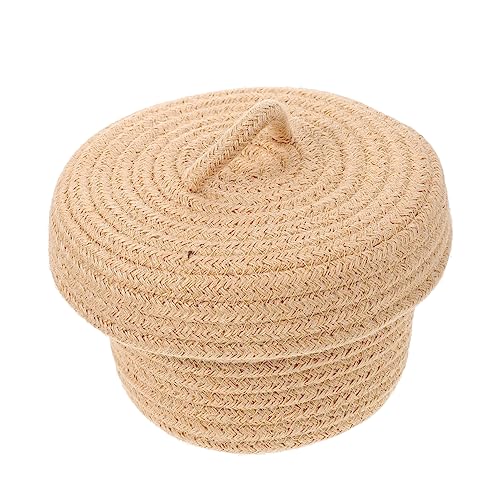 STOBOK 収納バスケット 蒸し器 ふた付きランドリーバスケット ブランケット 織物 キット ドア 化粧品仕上げ 卓上小さな 木綿糸収納カゴ 綿ロープ Brown