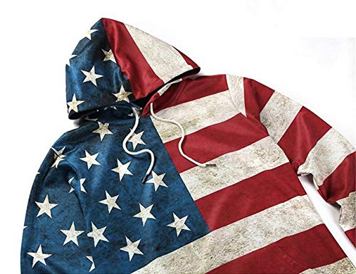 Unisex USA American Flag Print 4th of July Patriotic Long Sleeve Pockets Slim Pullover Hoodie Sweatshirt4