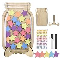 JIANTA Reward Jar for Children, Magnetic Reward Jar for Good Behaviour, Wooden Reward Chart with Tokens, Incentive Jar for Students (30 Stars + Stickers)