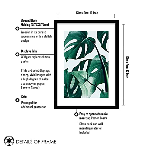 COLOSSAL-ART-HOUSE-Tropical-Leaf-Framed-Motivational-Poster-Painting-for-Living-Room-Bedroom-Study-Office-Wall-Decoration-Botanical-Leaf-Framed-13×17-Inch