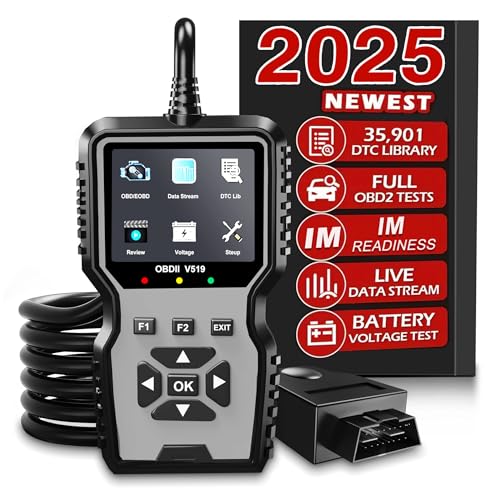Zecirl V519 OBD2 Diagnostic Scanner Tool - Vechicle Check Engine Light Code Reader with Battery Voltage Tester, I/M Readiness, Reset, and Code Eraser for All OBDII Car Since 1996 Grey