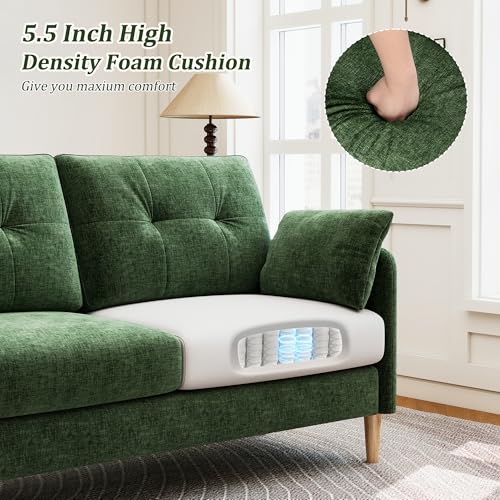 Image of Hanherry Loveseat Sofa, 62.6 inch Small Couch for Living Room, Comfy Chenille Fabric Love Seat for Bedroom with Throw Pillow,Removable Cushion Cover,Couches for Small Space,Apartment,Dorm