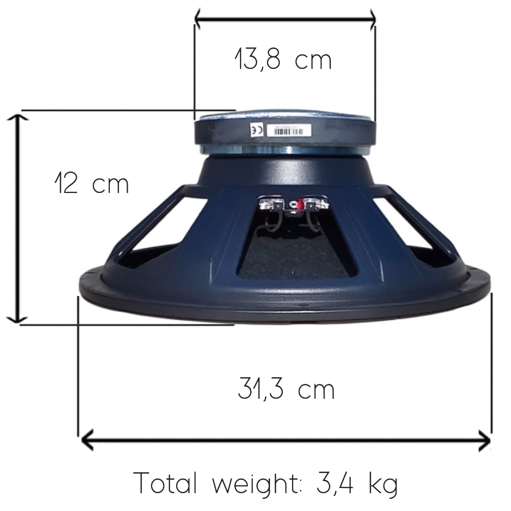 1 LA VOCE ITALIANA WSF122.02 głośnik niskotonowy 30 cm 300 mm 12" 200 wat rms 400 wat maksymalna impedancja 8 omów house party disco, 1 sztuka + 3 bezpłatne naklejki