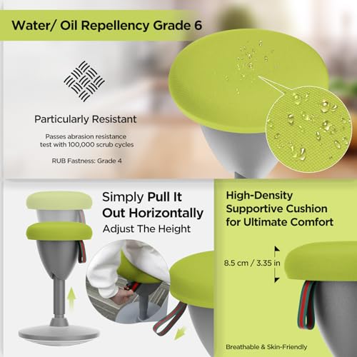 Image of Wobble Stool, Standing Desk Stool for Office Desks and Classrooms ADHD Chair Height Adjustable, Rotate 360 Balance Chair 18.9-26.9 Inches with Cushion (Gray-LightGreen)