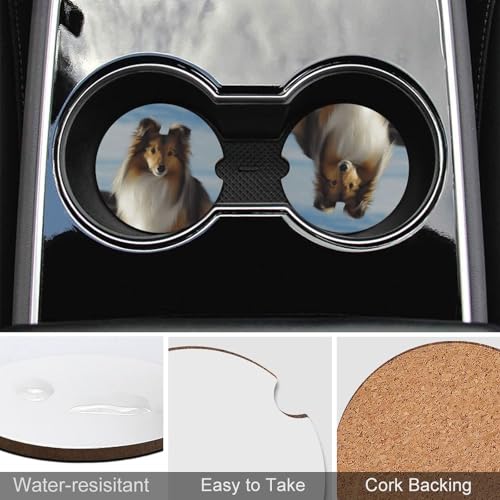 Posavasos para auto con diseño de perro Shetland, 2 unidades miniatura 5