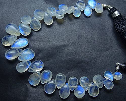 Pierre de lune arc-en-ciel perles de 6.5-10.5mm briolettes forme poire pour enfilage collier
