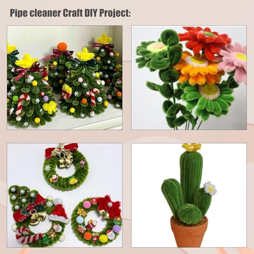 Image of 100Pc Pipe Cleaners Craft Set | Chenille Stem Fuzzy Sticks DIY Craft Supplies for Art Projects Activities, Decorations, Flower Making, Modeling & Sculpting (Mehandi)