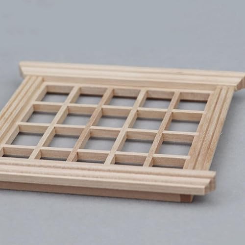 Miniatura 6 de Ventanas de madera para casa de muñecas a escala 1:12, marco de ventana de casa de muñecas de madera, modelo de casa de muñecas, marcos de ventana