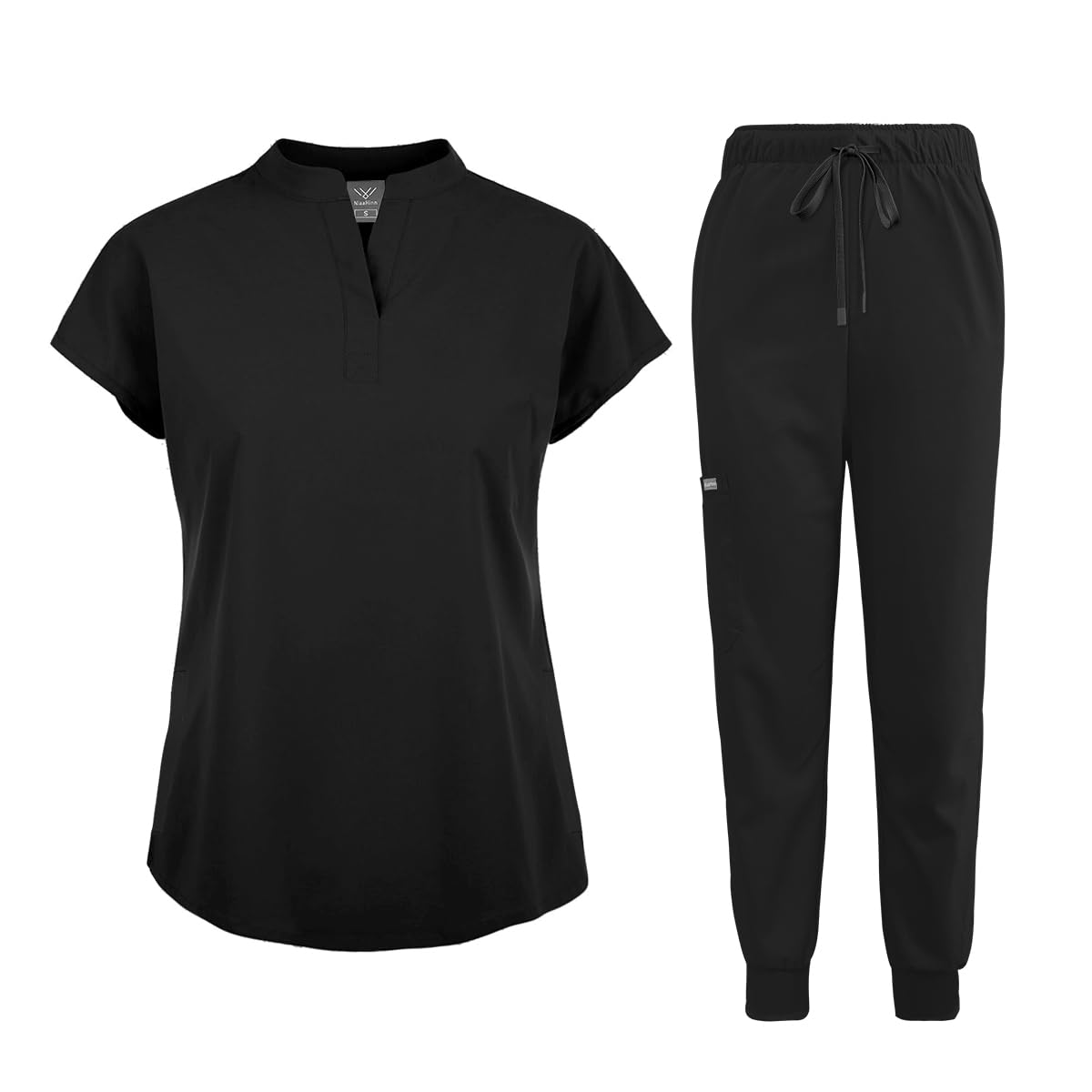 niaahinn Scrubs Set for Women Nurse Uniform Jogger Suit Stretch Top & Pants with Multi Pocket for Nurse Esthetician Workwear