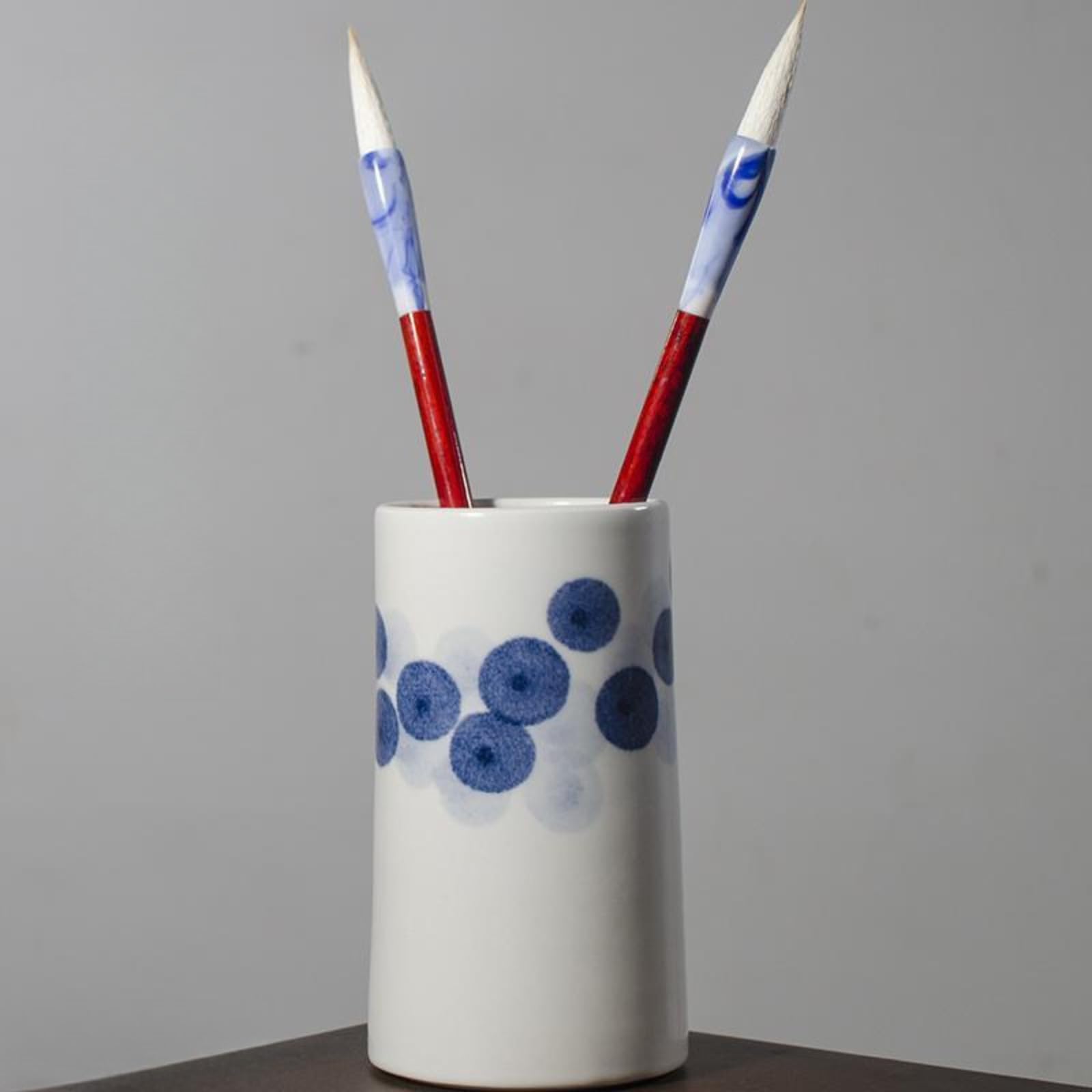 Ręcznie robiony ceramiczny uchwyt na długopis Mao, 14 cm 14 cm, biurko biurowe Ornament uchwyt na długopis