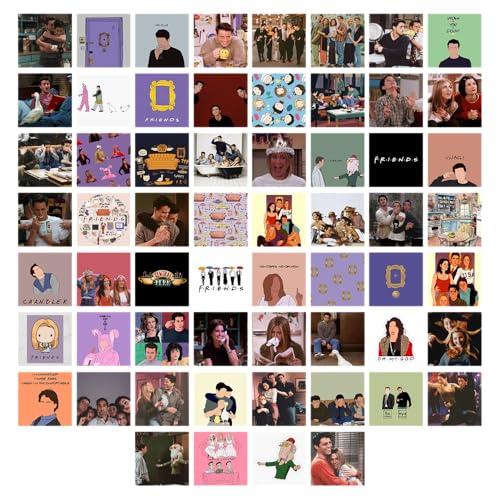 Image of VEENSHI Pack of 54 Friends Vintage Wall Collage Kit Friends TV Show Wall Room Decor Photo Collage Kit Vintage 90s Friends Photos Ross