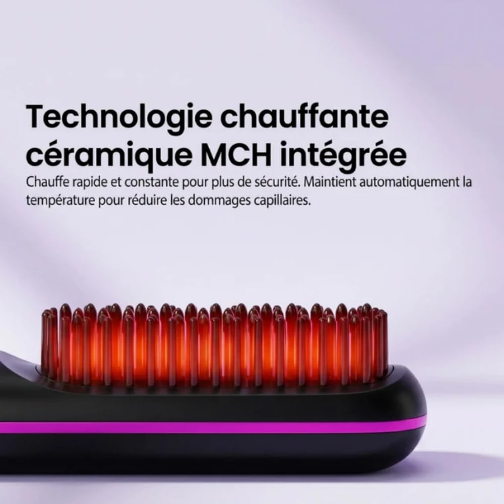 Seykia Brosse à Lisser, 3 réglages de température,Rechargeable USB, avec Écran LED,On peut l'emporter partout avec soi, pour les voyages