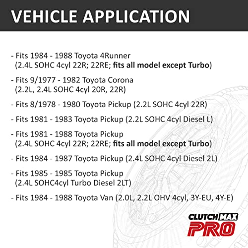 Clutchmaxpro Performance Stage 1 Clutch Disc Plate With Alignment Tool Compatible With 1984-1988 Toyota 4Runner Van 1981-1988 Pickup 1977-1982 Corona 22R 22Re 2L 2Lt (Cplc56006R1Deat-16057-St1) #TOP1