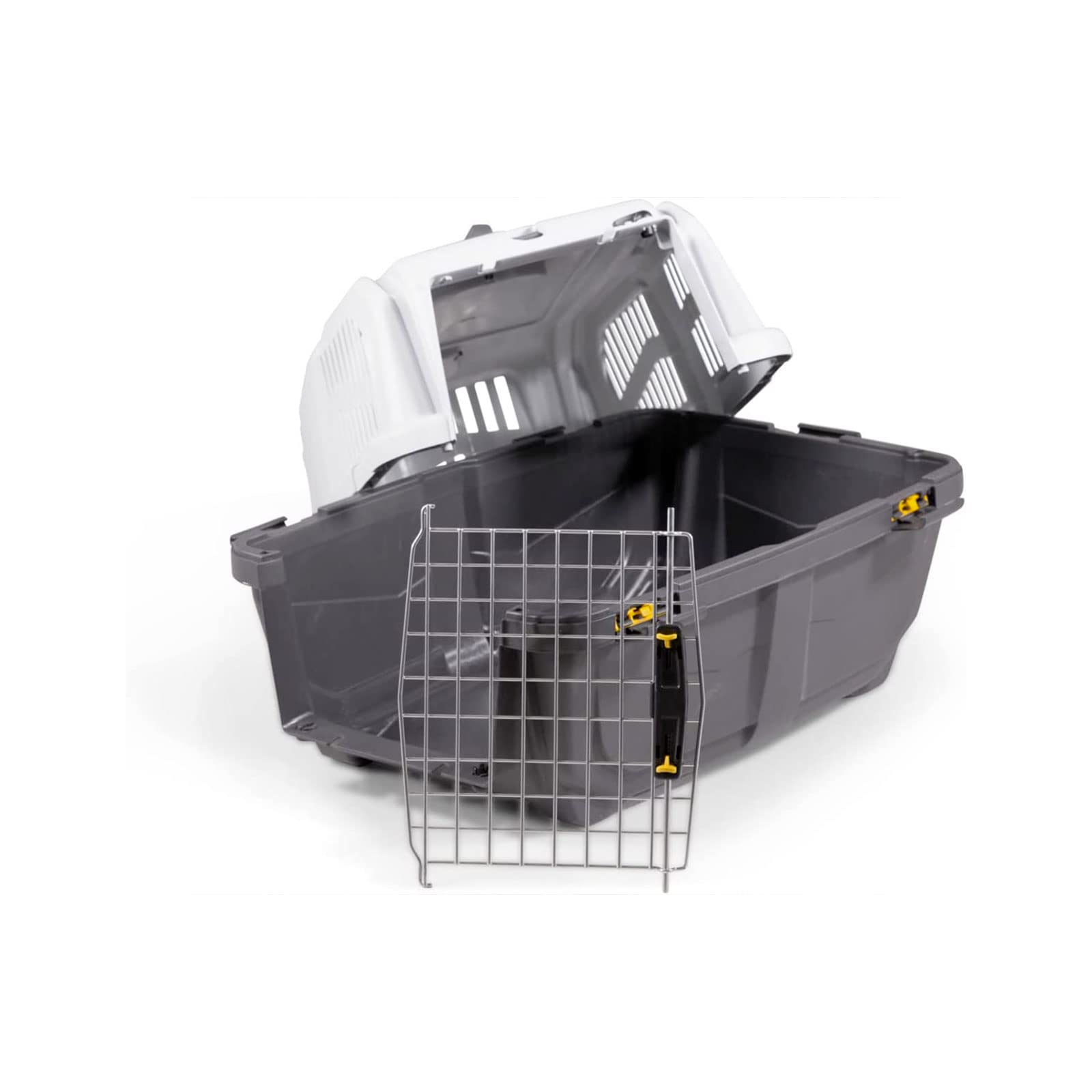 Mondo Viro - Transportín para perros y gatos de polipropileno con puerta de metal con cierre de seguridad de doble mando: cumple con las normas para el transporte aéreo en dos tamaños (mediano 60 x 40