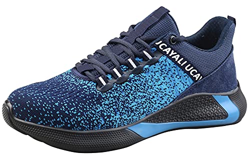 UCAYALI Zapatos de Seguridad con Punta de Acero para Hombre Zapatillas de Trabajo Puntera Reforzada Calzado de Protección Industria Construcción - Cómodos Ligeros y Antideslizantes(Azul, 42) Cover