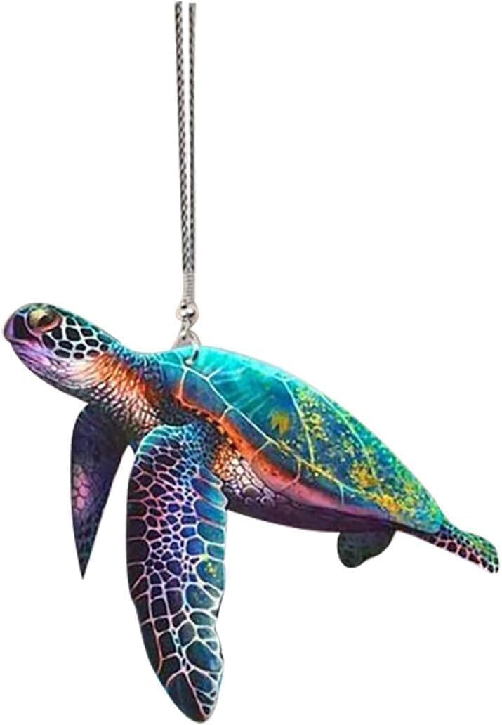 Cute Sea Turtle Hanging Ornament for Car Rearview Mirror Decor Turtle Automobile Interior Bag Keychain Accessory Gift Automotive Interior Mirrors Keychain Accessories