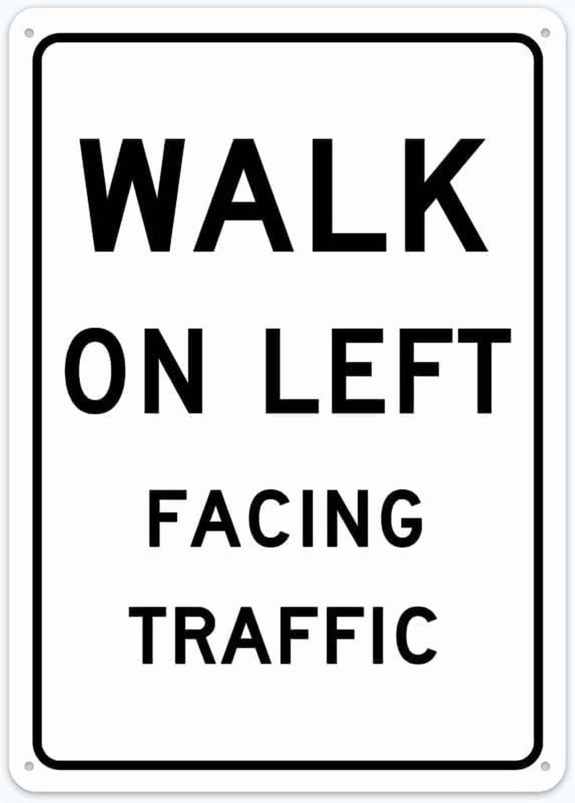 (2-Pack) Metal Tin Sign Walk On Left Facing Traffic Sign 12"X8" Rust Free Aluminum,Indoor & Outdoor Use For Fence And Yard