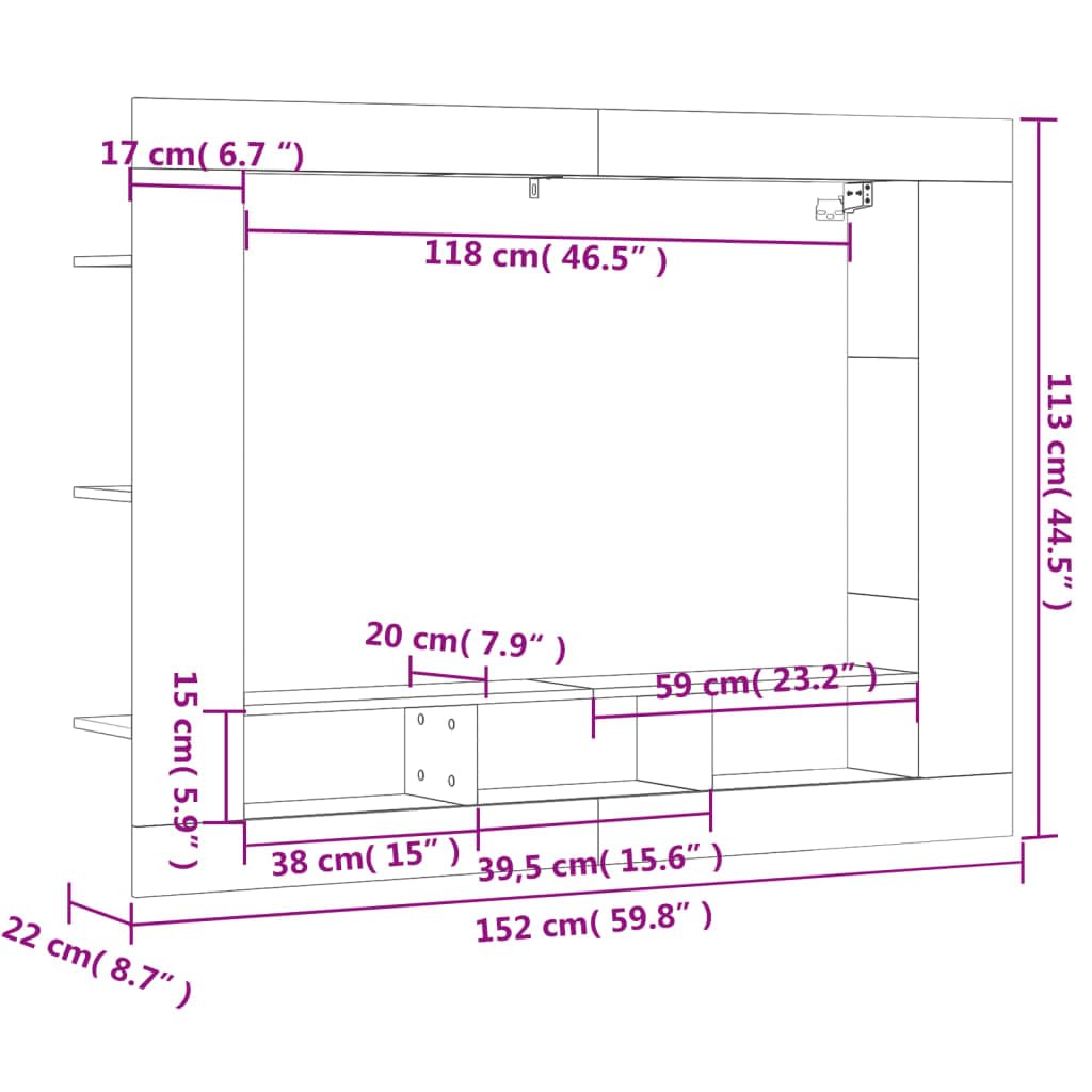 vidaXL Mobile Porta TV Rovere Sonoma 152x22x113cm in Legno Multistrato
