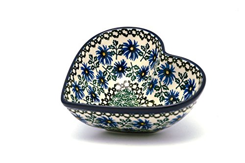 Polish Pottery Bowl - Deep Heart - Blue Chicory