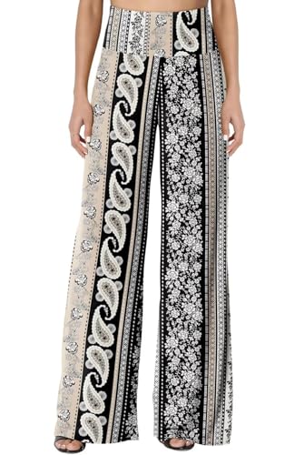 JZC Women's Palazzo Lounge Pants Stretchy Wide Leg Casual Pants Comfy High Waist Flowy Pants S-3XL
