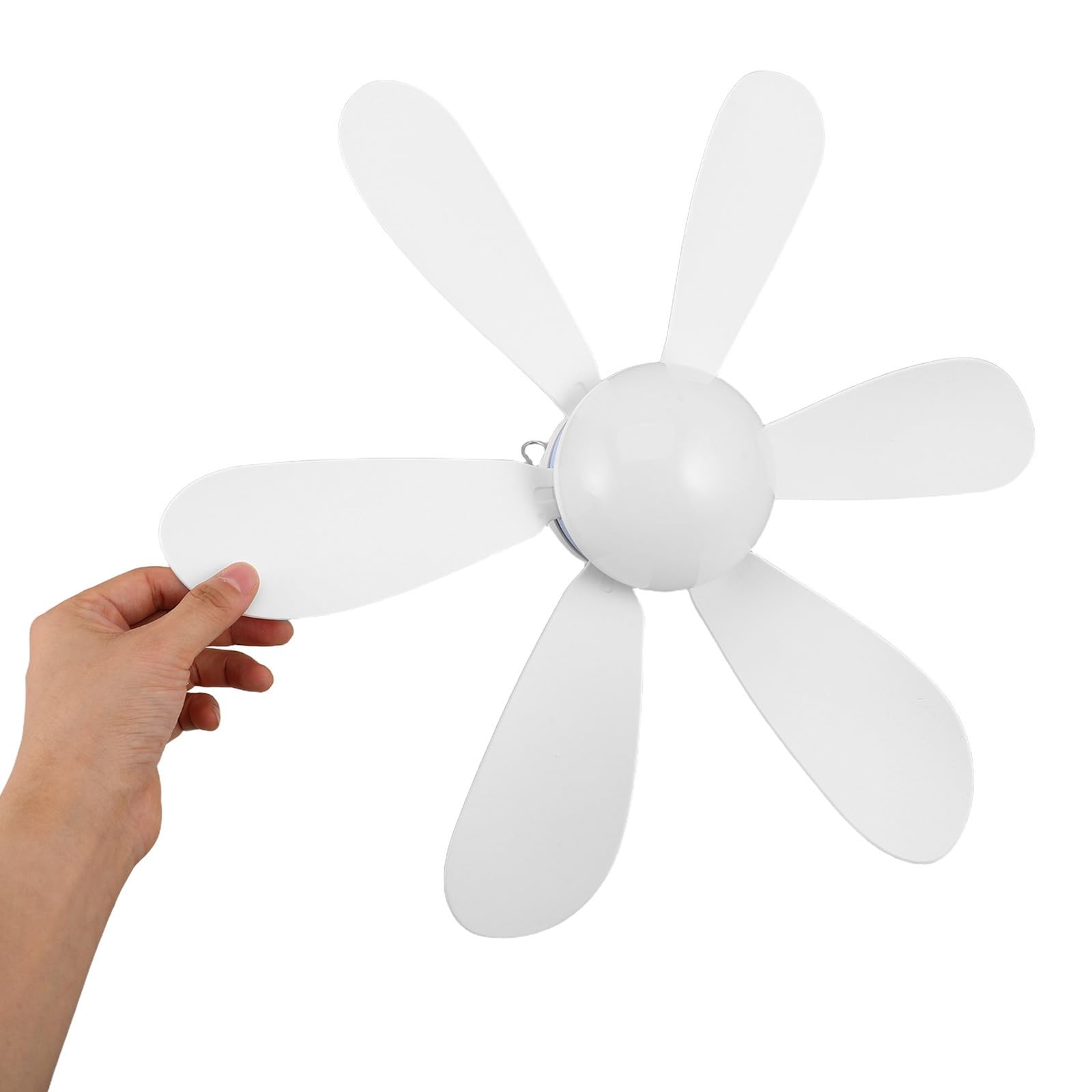 Cabilock Ventilador de Techo Mini Blanco con Luz para Fiesta Verano, Diseño Moderno en Plástico, Cobertura Amplia de Aire y Alimentación USB para Apartamentos Compactos