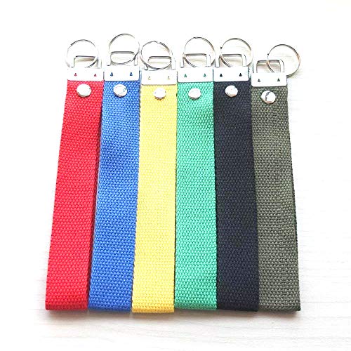 micoshop 6 pc algodón llavero Hardware muñeca Wristlets para llavero anillo de Split mosquetón con correa 1 "rojo azul amarillo verde army-green negro Mix Color