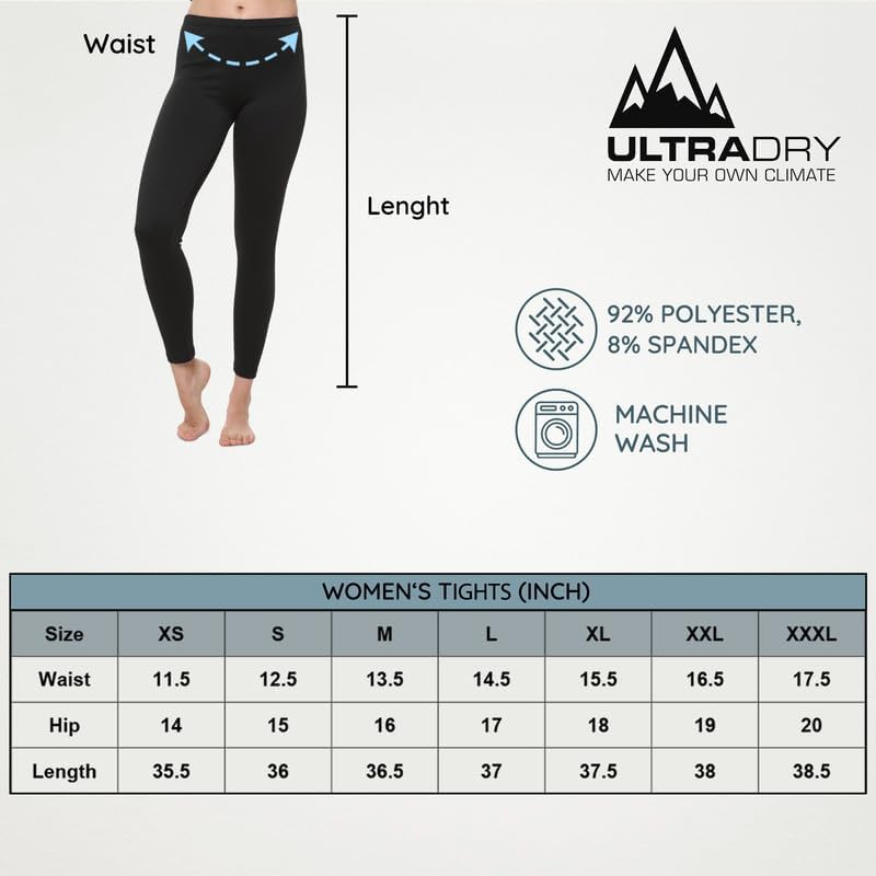 レディース サーマルアンダーウェア ベースレイヤーレギンス ソフトフリース付き レディース 軽量 ロングジョン US サイズ: Sm