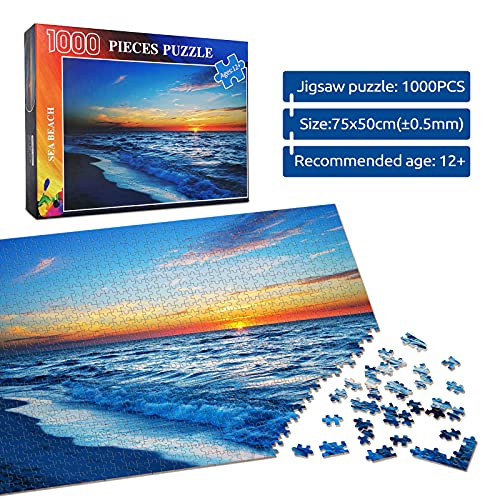 Rompecabezas de madera de 1000 piezas para adultos, familia o personas mayores: puesta de sol en la playa de Hawái, decoración artística para el hogar, juego educativo divertido para padres e hijos, regalo para mamá, esposa o amigo miniatura 2
