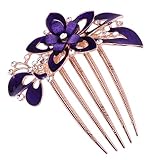 Lurrose Flower Hair Comb Crystal Rhinestone Bride Wedding Hair Comb Clips Retro Hair Side Comb Flowe