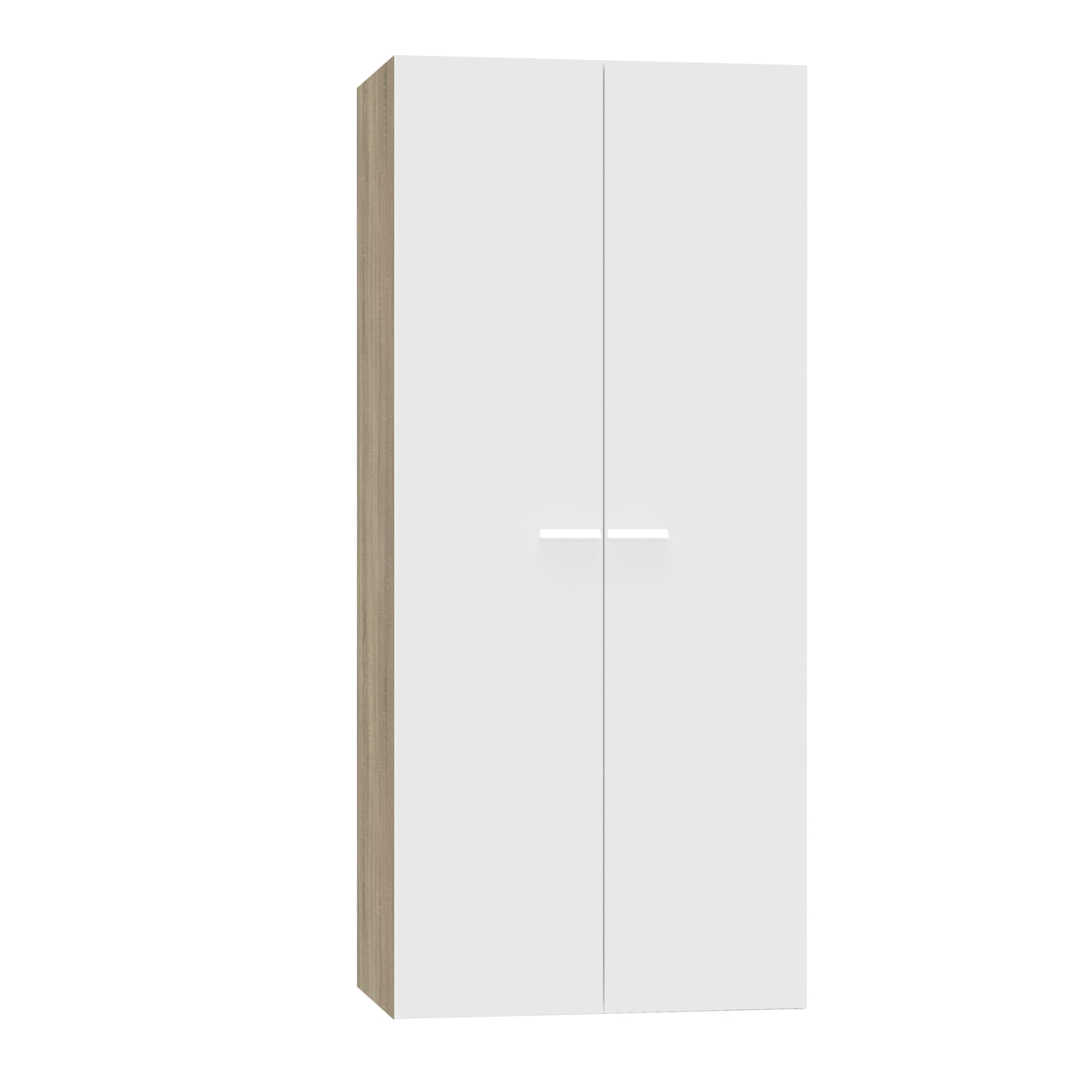 Muebles Pitarch Cambrian/Weiß | Schlafzimmerschrank 2 Türen, Und Eiche, 180X79x52 Cm (Höhe X Breite X Tiefe), Modernes Beistellmöbel, Kollektion Tibet