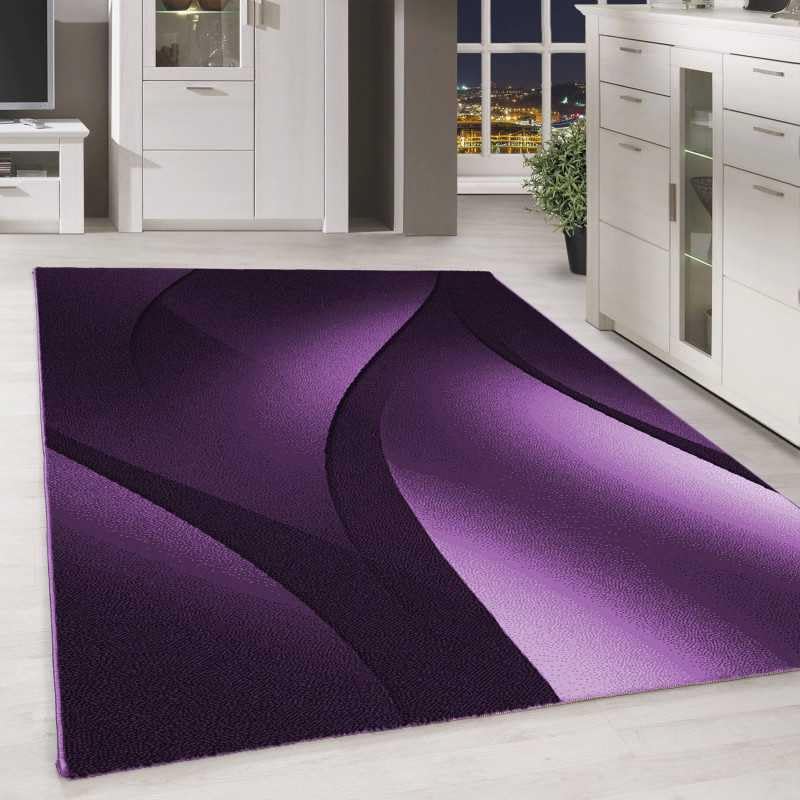 Tapis violet 160x230 cm aux finitions soignées design abstrait