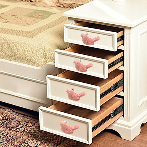Image of Kitchen Cabinet Handles 4Pcs Animal Cabinet Knobs Ceramic Pigeon Wardrobe Drawer Dresser Furniture Cupboard Handle Pull for Room Furniture Hardware
