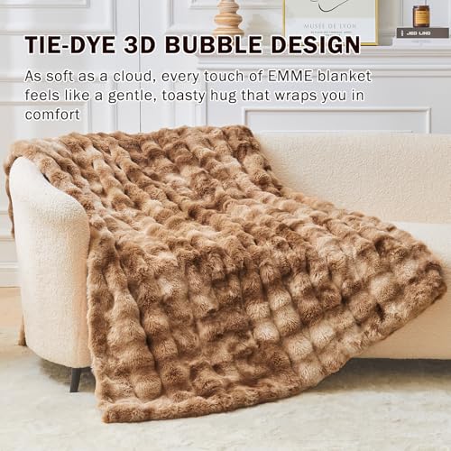 EMME Bubble Decke Sofa Kuscheldecke Kaninchen Plüsch Dicke Decke, Wohndecke Flauschig Sofaüberwurf Couchdecke, Fleecedecke, Flauschige Wohndecke für Couch