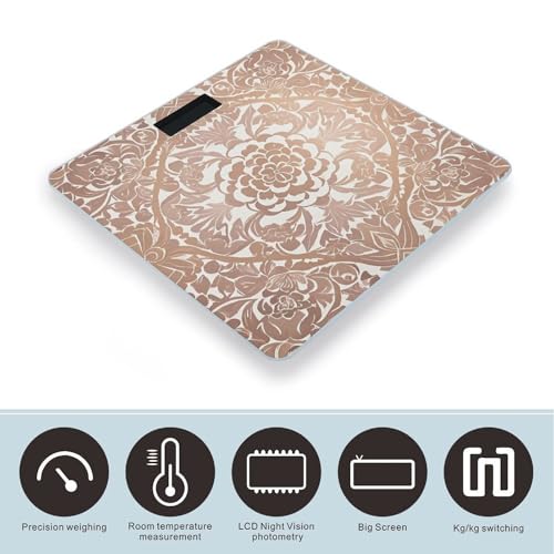 Báscula de baño digital Rose Gold Wallpaper de vidrio templado miniatura 3