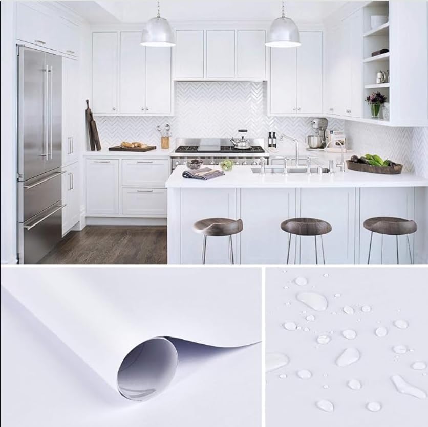 AMZBIRD Matte White Wallpaper White Contact Paper Peel and Stick Wallpaper Self-Adhesive Removable Wallpaper Waterproof Wallpaper for Kitchen (12 X 24_Inch, Matte White Wallpaper) (B0D12HFWTS) Amazon Price History, Amazon Price Tracker