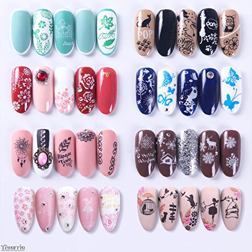 Gel Polish Design Nail Art Stamper - 12Pcs Stamp For Nails Plate Set Stamp Tool For Nails Flower Beauty Butterfly Stamps For Slow Drying Nail Polish - Nail Stamper Plates Manicure Set Nail Art Kit #TOP1