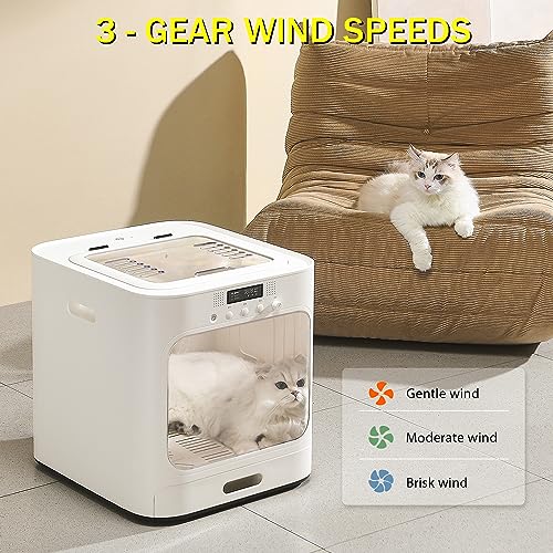 PET MARVEL Pet Dryer Box, Automatic Blow Dryer for Cat and Small Dog Hair, Smart Homothermal Temperature Control 360 Nature Wind Drying 60L Capacity