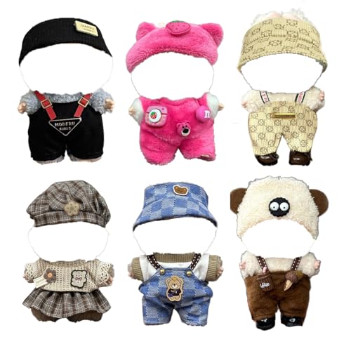 Clothes for 15/17cm Dolls - 6 Set Clothes for 6.7 Inch Dolls, Premium Stylish Outfit with Accessories for Play & Display(No Doll) (SET1)