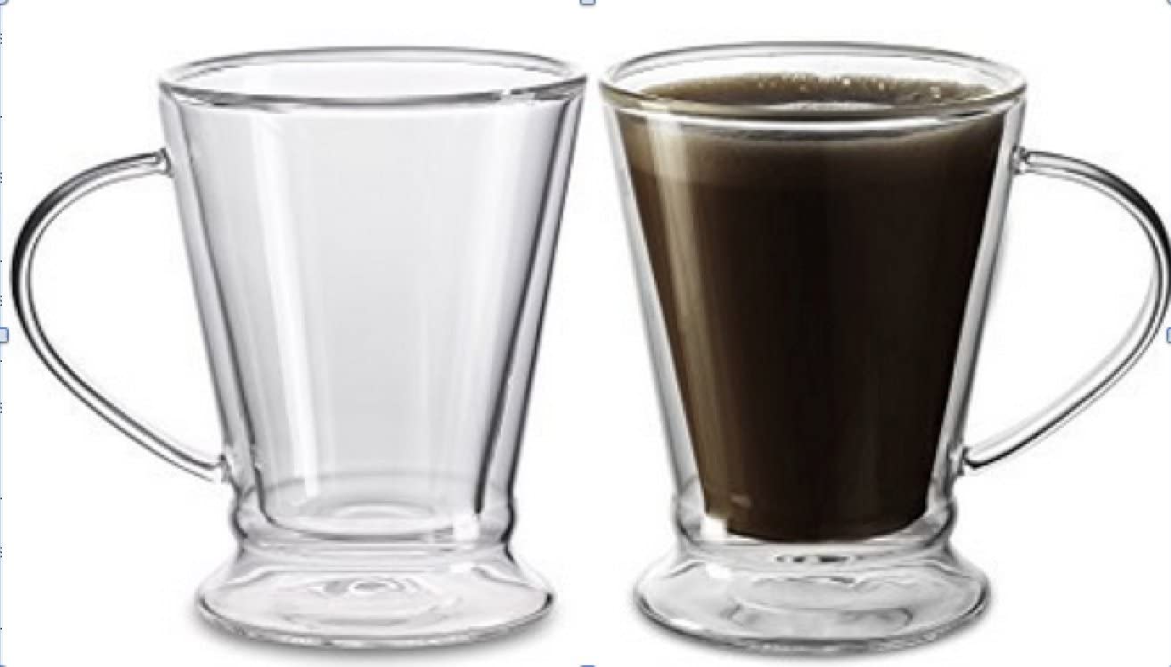 EZ Life Borosilicate Galaxy Double Walled Glass Coffee Mug with Handle, Cappuccino Mug, Insulated Glass Mugs, Dishwasher Safe - Transparent- 250ml (1) 1